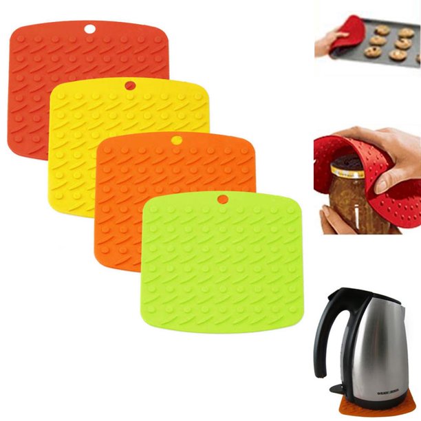 2 Premium Silicone Trivet Mats Hot Pads Heatproof Pot Holder Kitchen Oven Mitts