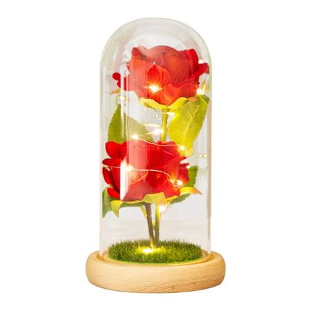 

Hmlai Clearance Two Rose Glass Cover Led Mood Light E (Count: 1X Ornament) Love-Themed Home Decor Valentine S Day Gifts Valentine S Day Crafts
