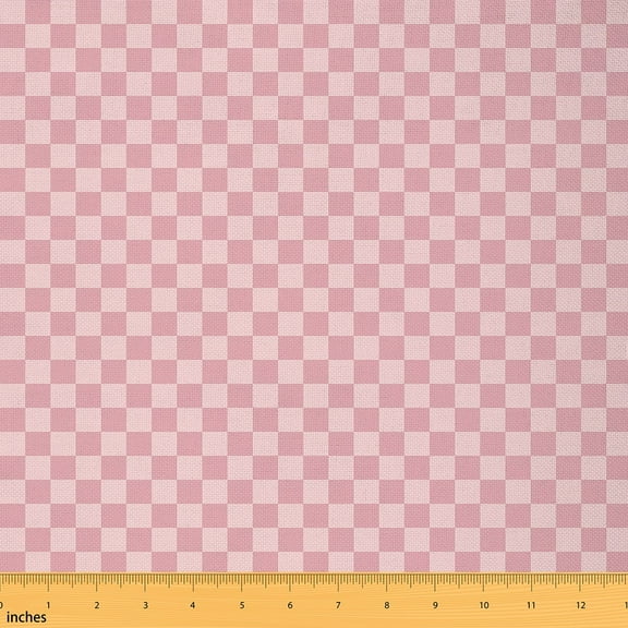 Manfei Pink Plaid Sewing & Crafting Fabric (1 Yard) for Girls, Geometry Buffalo Patchwork Home Decor Fabric by the Yard, Grid Checkered DIY Fabric