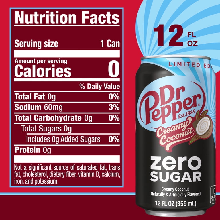 Dr. Pepper, Creamy Coconut Soda, 12 fl oz, 12 Pack Cans - Walmart.com
