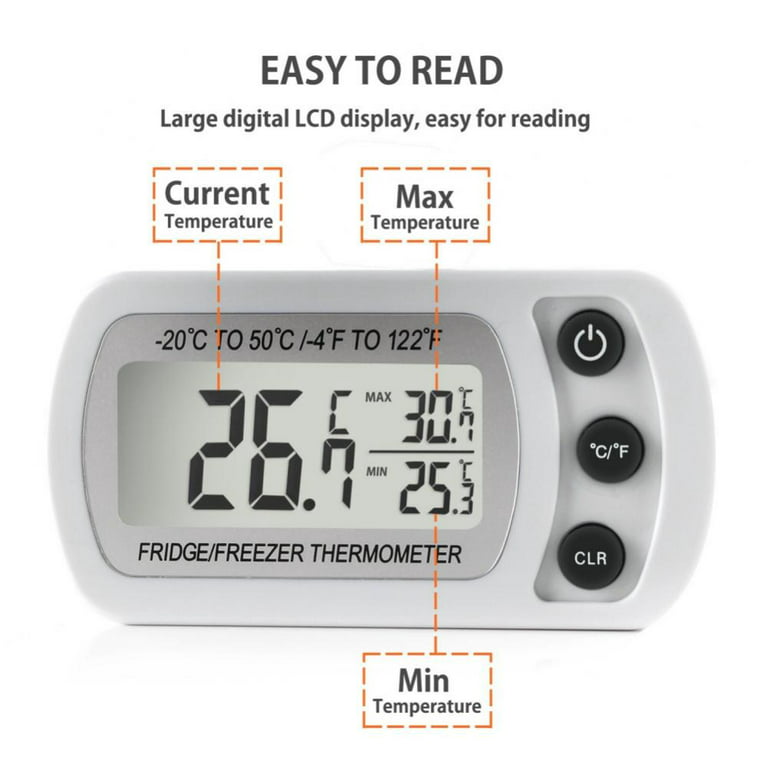 2 Pack Digital Refrigerator Freezer Thermometer,Max/Min Record