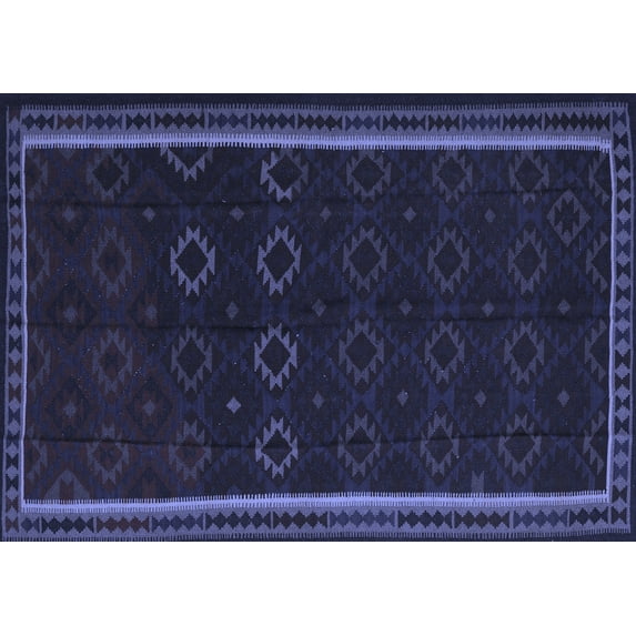 Ahgly Company Machine Washable Indoor Rectangle Persian Blue Traditional Area Rugs, 4' x 6'