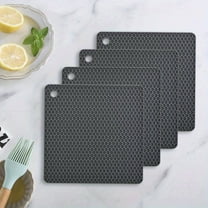 Silicone Trivet Pot Mat for Countertop Trivest Pads Heat Resistant Table Placemats 4 Pack,Size:7.5x7.5 Inch, Color: Grey, Shape:Square