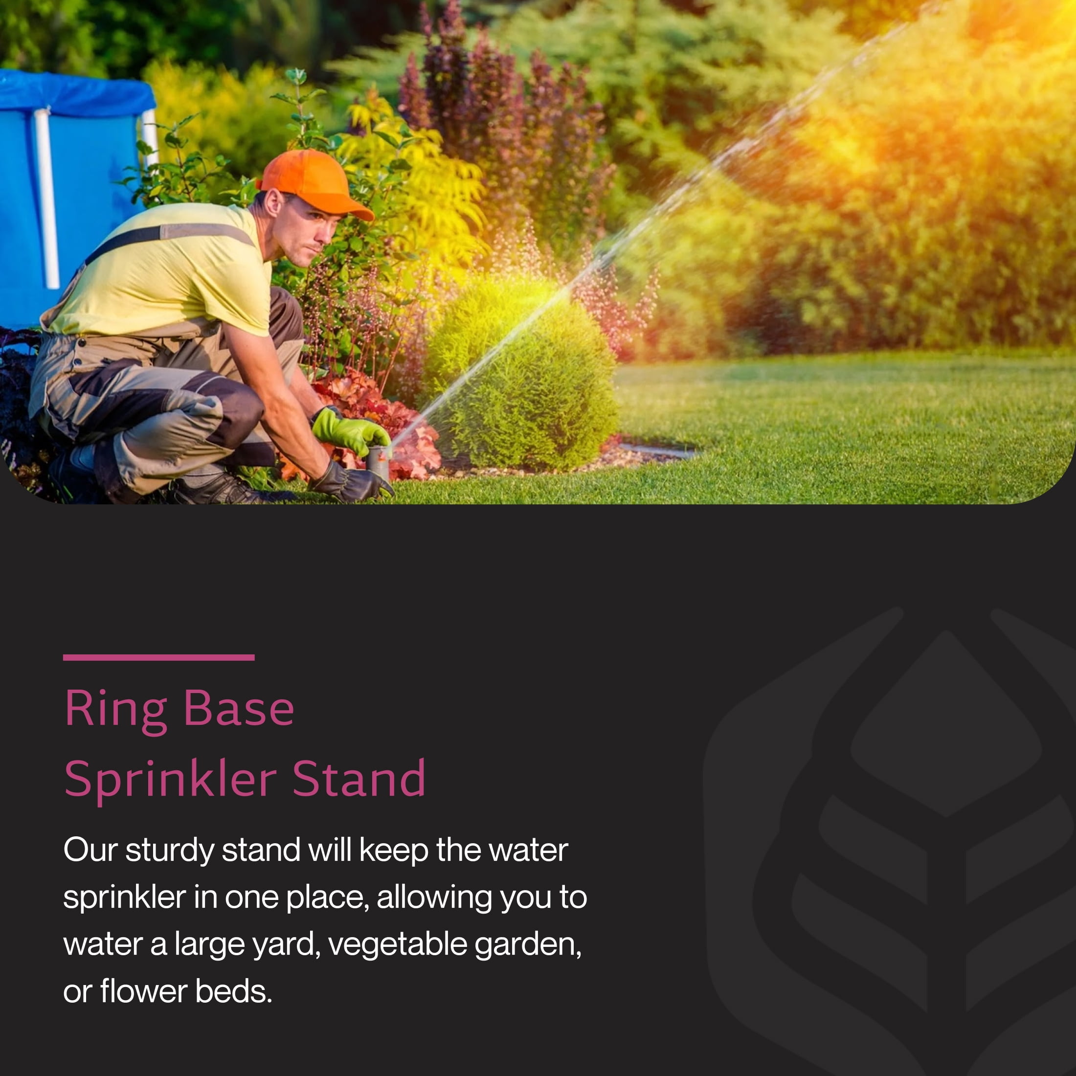 Yard Butler RB-14 3/4-Inch Lawn Sprinkler Stand, Adjustable Metal Ring Base Sprinklers for Yard, Easy Base Stand for Garden Sprinklers for Large Areas