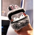 thumbnail image 2 of Fluffy Airpods Case, 3D Cute Cartoon AirPods Pro Silicone Protective Case with Airpods Accessories Finger Loop Strap (Gray Rabbit, AirPods Pro), 2 of 13