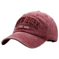 thumbnail image 1 of Washed Denim Baseball Cap Embroidered Letters Unisex York Style Dad Hat Adjustable Low Profile Casual Hat, 1 of 2