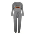 thumbnail image 4 of LYXSSBYX Pajamas for Women Women's Thanksgiving Print Long Sleeve Sport Pullover Leisure Crop Tops + Pants Set, 4 of 6