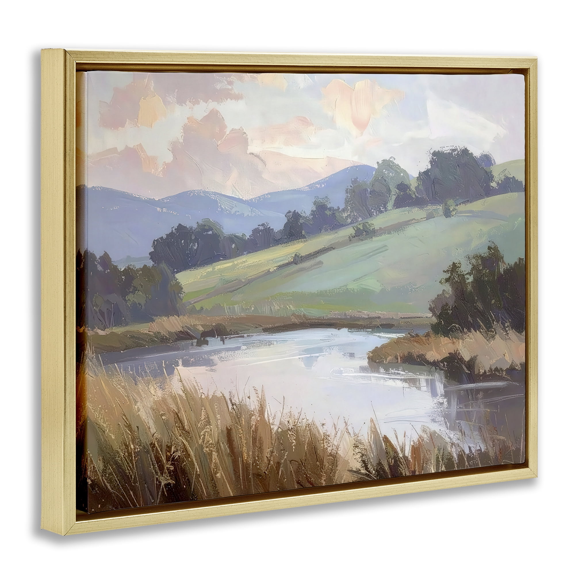 Stupell Industries Subtle Distant Mountains Gold Framed Floater Canvas Wall Art, design by Alonza Saunders