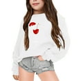 thumbnail image 4 of Otqutp 1-12 Years Girls Fall and Winter Christmas Print Casual Round Neck Long Sleeve Sweatshirt Crewneck Long Sleeve Pullover Tops Girls Striped Sweatshirts(White,10-12 Years), 4 of 4