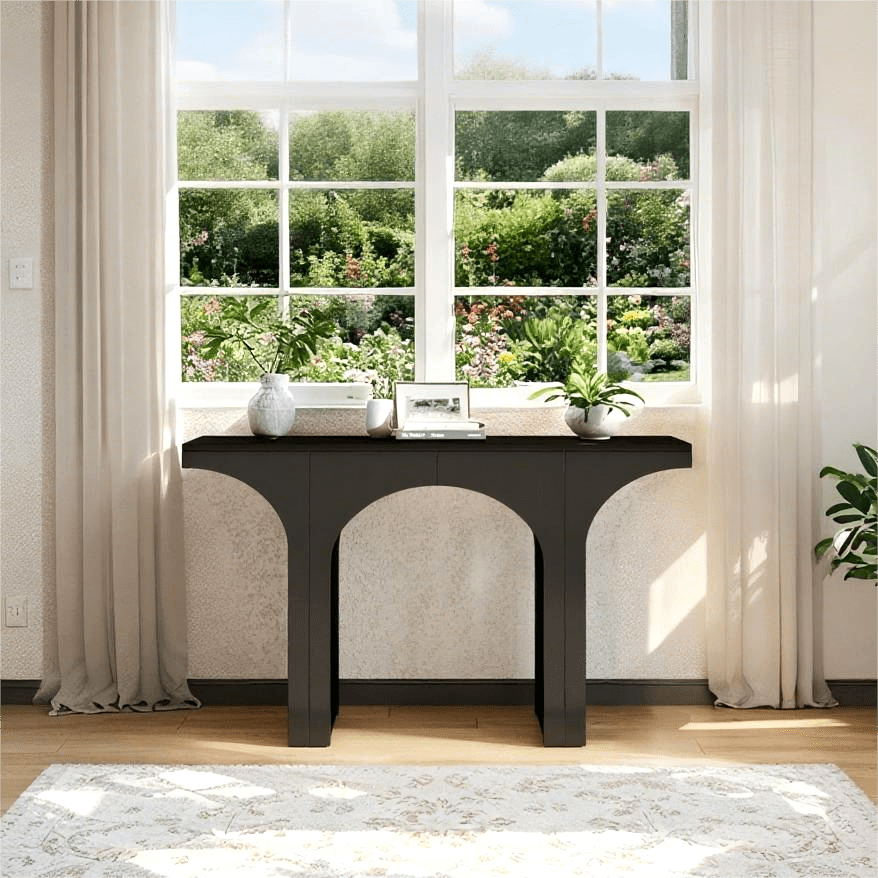 Fnova 47" Modern Console Table with Arched Design, Narrow Sofa Table for Entryway, Hallway, Living Room, Foyer Accent Table, Easy Assembly