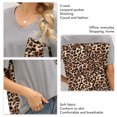 thumbnail image 4 of Mujer Manga Corta Top Cuello En V Suelto Leopardo Bolsillo Costura Suave Transpirable Poliéster Gris XXL, 4 of 5