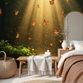 thumbnail image 6 of Wallpaper Magical Forest Butterflies Sunbeams Trees Peel and Stick Wall Murals 69"H x 96"W Removable PVC Wall Paper Self-Adhesive Wall Paintings Art Decor for Bedroom Living Room, 6 of 7