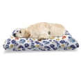 thumbnail image 1 of Flower Pet Bed, Nature Botanic Design Colored Violet Floral Tiny Flowers Art Print, Chew Resistant Pad for Dogs and Cats Cushion with Removable Cover, 24" x 39", Dark Blue Orange, by Ambesonne, 1 of 4