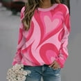 thumbnail image 2 of VALMASS Chandails en Molleton de la Saint-Valentin pour Femmes Manches Longues Col Rond Décontracté Mode Ample Blouses (TG, Rose-D), 2 of 4