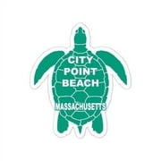 City Point Beach Massachusetts Souvenir 4 Inch Green Turtle Shape Decal Sticker