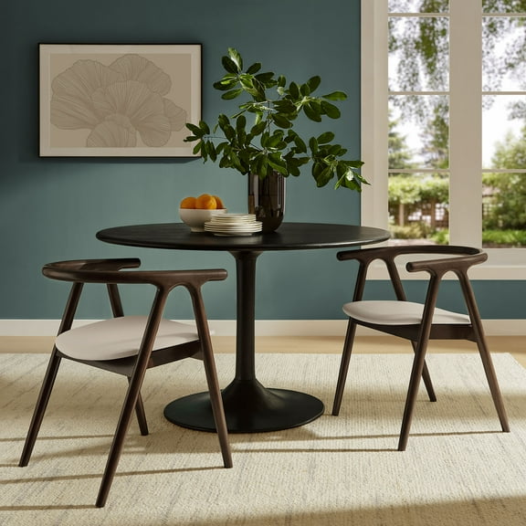 Modway Henry Vegan Leather and Wood Dining Chair in Stone