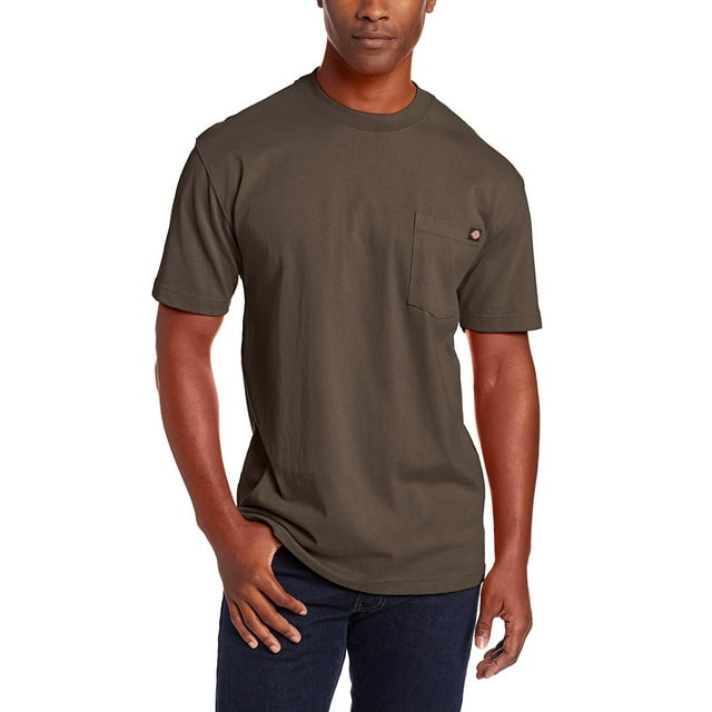 Dickies Mens Short Sleeve Heavyweight Crew Neck, 2T, Black Olive