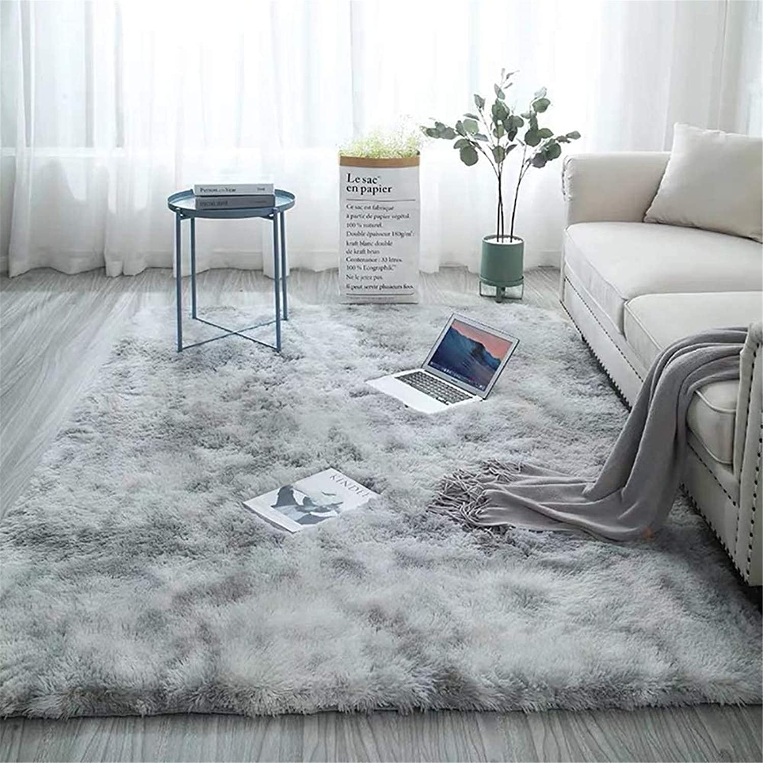Thick Flecked Taupe RugsEasy Clean Living Room RugsShaggy Rugs For Bedroom 