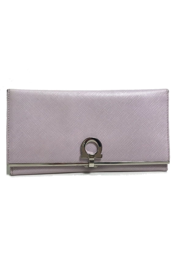 Pre-Owned Salvatore Ferragamo Gancini logo hardware long wallet in leather, women's,... (Fair)