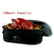 Electric Roaster Oven, 13.5-Pound Electric Roaster Oven with Variable Temperature Control, Steel Rack, Self-Basting Lid & Removable Pan, 16 Quart, Black