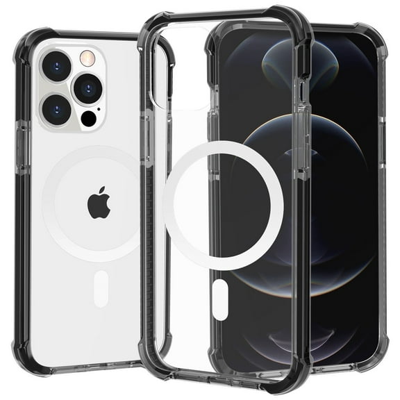 MagSafe Compatible Transparent Protective Bumper Case for iPhone 13 Pro Max - Black