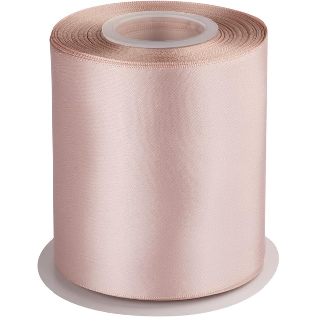 GFDYREE 4" Inch Double Faced Satin Ribbon Vanilla Solid Polyester Craft Ribbon - 25 Yards Perfect for Gift Wrapping, Crafts, Wreath, Wedding Party Ceremony Decoration, Floral Arrangement, Se