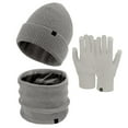 thumbnail image 2 of ZSQDM Women or Men Autumn Winter Warm Cute Hat Scarf Gloves Slouchy Three Pieces Winter Snow Knit Cap Screen Mittens Scarves Sets beanie for Women Mens Hat Scarf Hat or Gloves Tire Caps, 2 of 4
