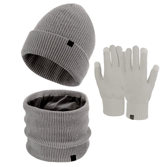 Baberdicy Winter Beanie Hat Scarf Gloves, Women&Men Autumn Winter Warm Cute Wool Hat Scarf Gloves Slouchy Three Pieces Winter Snow Knit Cap Screen Mittens Scarves Sets Gifts for Women Men One Size