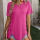 thumbnail image 5 of Faja moldeadora de cintura de verano para mujer, camiseta de manga corta con cuello redondo y botones, 5 of 7