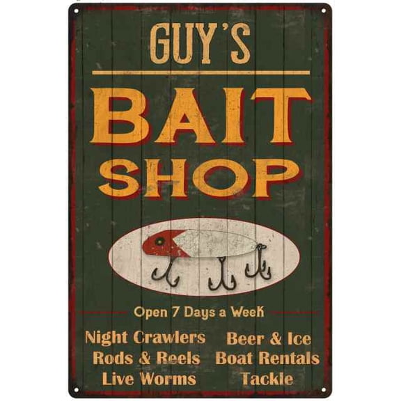 GUY'S Green Bait Shop Man Cave Wall Decor Gift 8x12 Metal 108120027255