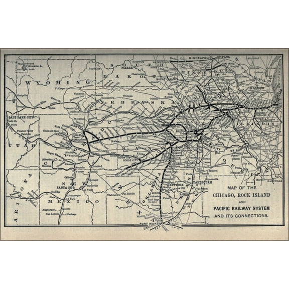 24"x36" Gallery Poster, 1897 Poor's Chicago, Rock Island and Pacific Railway