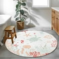 thumbnail image 4 of Round Rugs 4 Ft, Coastal Turtle Non Slip Area Rugs for Kitchen Bedroom Entryway, Orange Red Coral Green Jellyfish Starfish Washable Carpet Runner Rug Floor Mats for Bedroom Home Decor, 4 of 9