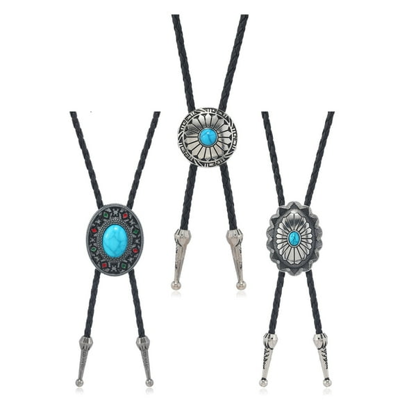 ZPAQI Western Bolo Tie PU Rope Bolo Tie Adult Formal Shirt Collar Tie Neckwear 3pcs