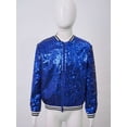 thumbnail image 3 of Eandarui Girls Shiny Sequin Bomber Jacket for Hip Hop Jazz Dsico Dance Costume Club Party Outerwear Royal Blue 16, 3 of 6