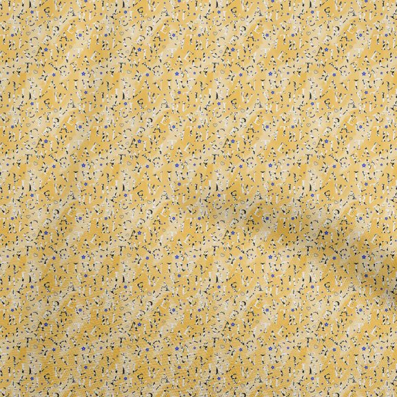 oneOone Velvet Yellow Fabric Text Diy Clothing Quilting Fabric Print Fabric By Yard 58 Inch Wide