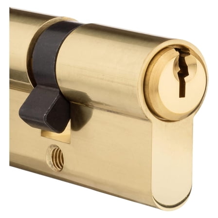 Security 360 Degree European Profile Cylinder Lock Solid Brass for and Residential Doors Fits 1 3/4 Inch Thick Door Brass Finish