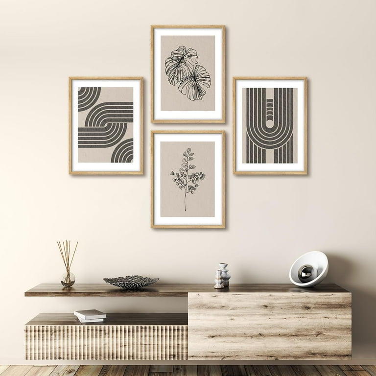 PixonSign Framed Wall Art Geometric Plant and Abstract Shape