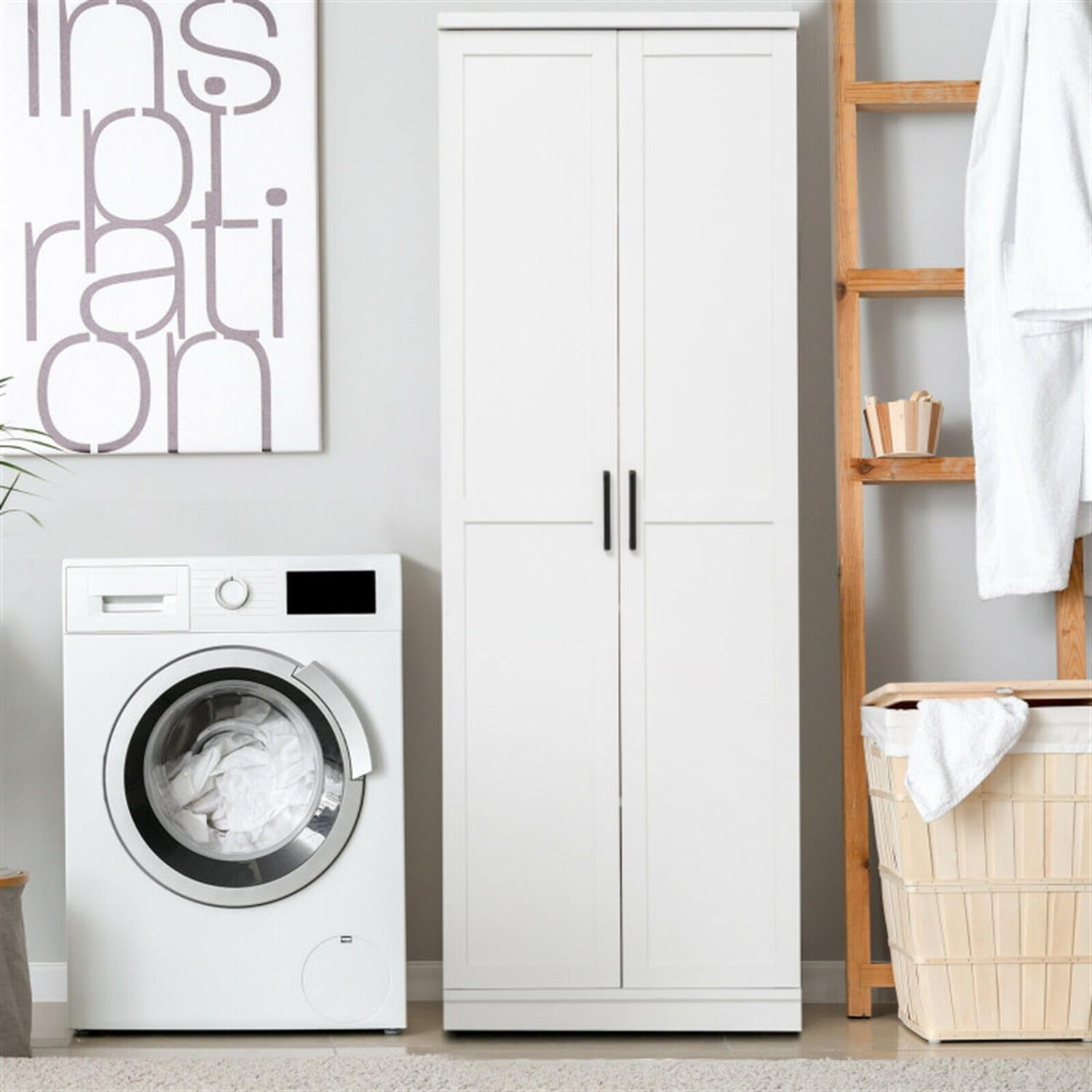 Demi Bonn 70" Freestanding Storage Cabinet with 2 Doors and 5 Shelves, Bathroom Cabinet, Pantry Cabinets, White