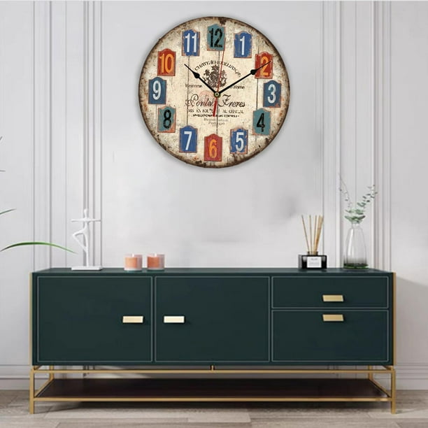Reloj de pared de de de , sin tictac, reloj de grande, relojes de 12 "para dormitorio, sala de , cocina, números arábigos BLESIY Reloj de pared