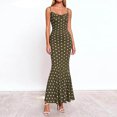 thumbnail image 2 of asdoklhq Spring Summer Dress Spring Dresses Womens Summer Fashion Casual Printed Bodycon Split Dress Maxi Dress Army Green 2X, 2 of 7