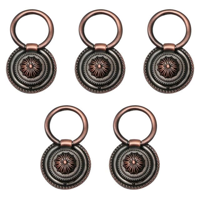 Shisuyan 5 Pcs Poignée de Tiroir Vintage Ronde Poignée de Meuble Trou Unique Poignées de Tiroir Poignées Accessoire pour Armoire Garde-Robe (Bronze Rouge, Diamètre 37MM)