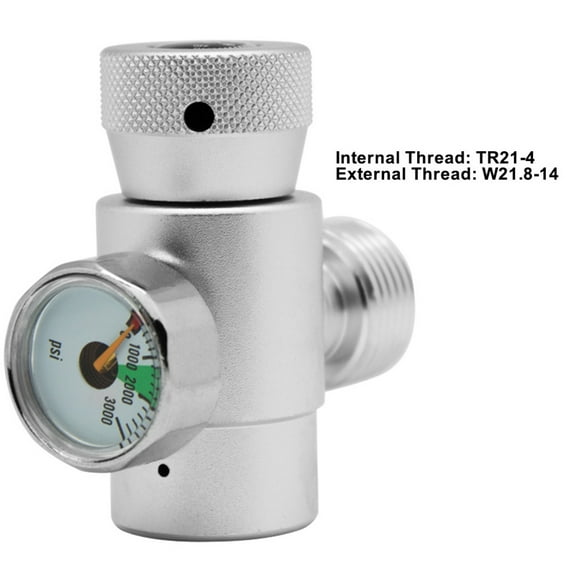 CO2 Filling Tank Cylinder Refill Adapter Connector Kit For SodaStream (Silver with Meter)