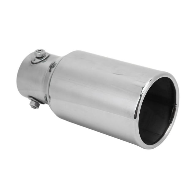 Punta de escape de coche 60x89mm Acero inoxidable espejo plateado pulido redondo Universal para automóviles
