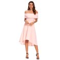 thumbnail image 3 of Womens Off The Shoulder High Low Summer Wedding Cocktail Party Dress, 3 of 7