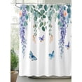thumbnail image 2 of Fsddascl Eucalyptus Leaves Shower Curtain Set - 54" x 78" Washable Bathtub Curtain with 12 Hooks, Watercolor Botanical Floral Butterfly Waterproof Fabric Stall Shower Curtains for Bathroom/Bathtub, 2 of 6