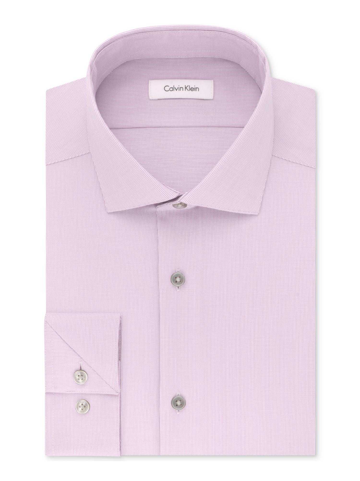 Calvin Klein Men's Steel Slim-Fit Non-Iron Stretch Performance Unsolid Dress  Shirt Purple Size  