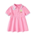 thumbnail image 3 of Curuila Toddler Kids Girls School Dress Short Sleeve Graphic Print Lapel Button Down Summer Comfort Dresses Size 2-3 Years, 3 of 9