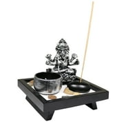 Elephant Ganesha Incense Burner Tabletop Zen Garden Candle Holder Silver Decor.