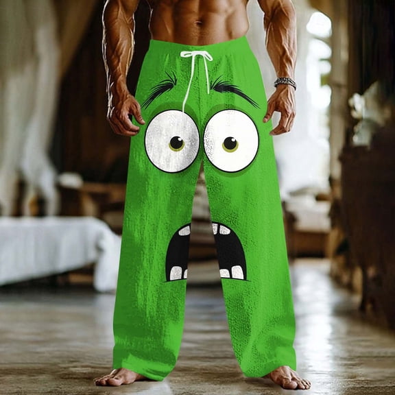 Blmnix Palazzo Pants Men Low Waisted Lightweight Pants Baggy Beach Pants Pant Wide-Leg Green Long Summer Pants for Men,XXL