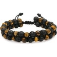 thumbnail image 2 of Men's Bracelet, Adjustable 8mm Men's Tiger Eye Black Matte Onyx Beads Bracelet for Boyfriend Husband Grandson, 2 of 6